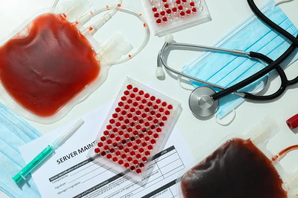 a bag of blood on a table