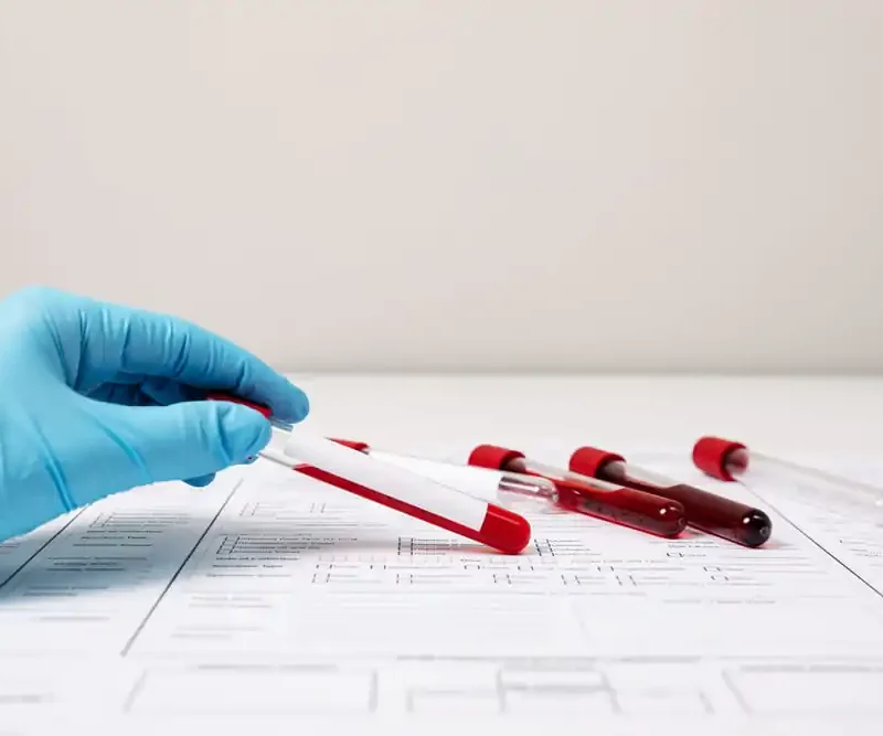 blood sample in doctors hand